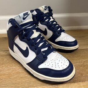 Nike Dunk High Top Sneakers “ Midnight Navy “ w/ White Leather Base